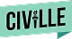 Logo featuring the word "CIVILLE" in bold black letters on a light blue-green background.